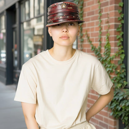 Handmade Artisan Leather Cap – Custom Street Style Hat – Rouge Beret