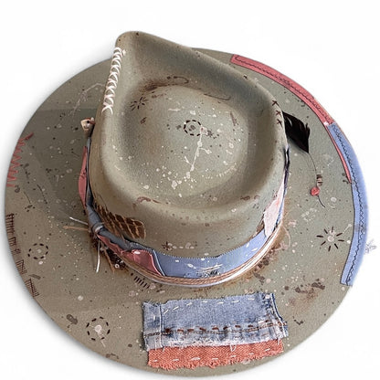 Rare Vintage Style Rabbit Felt Hat – Out Of The Ordinary – Hand-Painted Artistic Hat – Unique Luxury Felt Hat for Men and Women