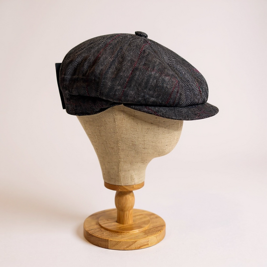 Newsboy Wool Winter Cap – Peaky Blinders … – handmade wool felt hat by artisan Ruby Cantero, detail view 5 | Pokijomba Hats