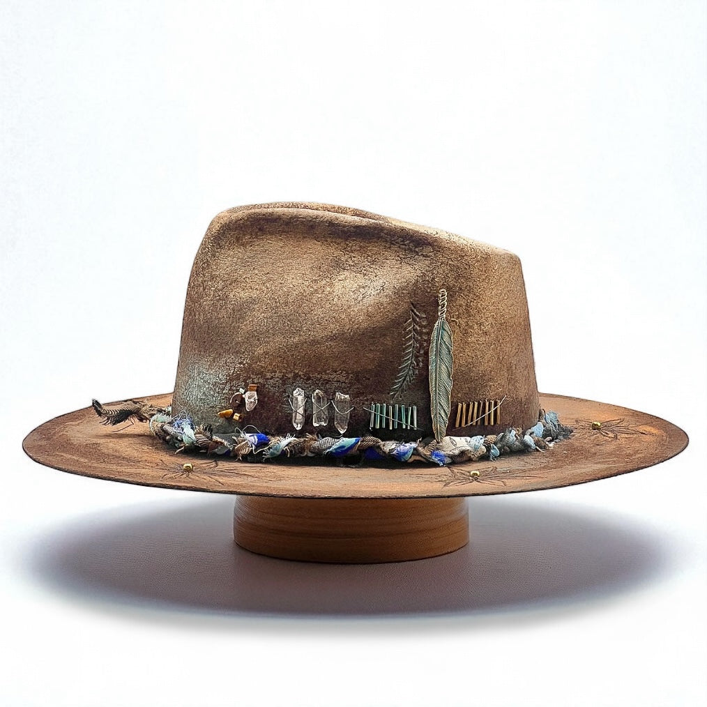 Flowers – Mystic Amulet Felt Hat – Handmade Bohemian Vintage Style