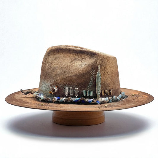 Flowers – Mystic Amulet Felt Hat – Handmade Bohemian Vintage Style