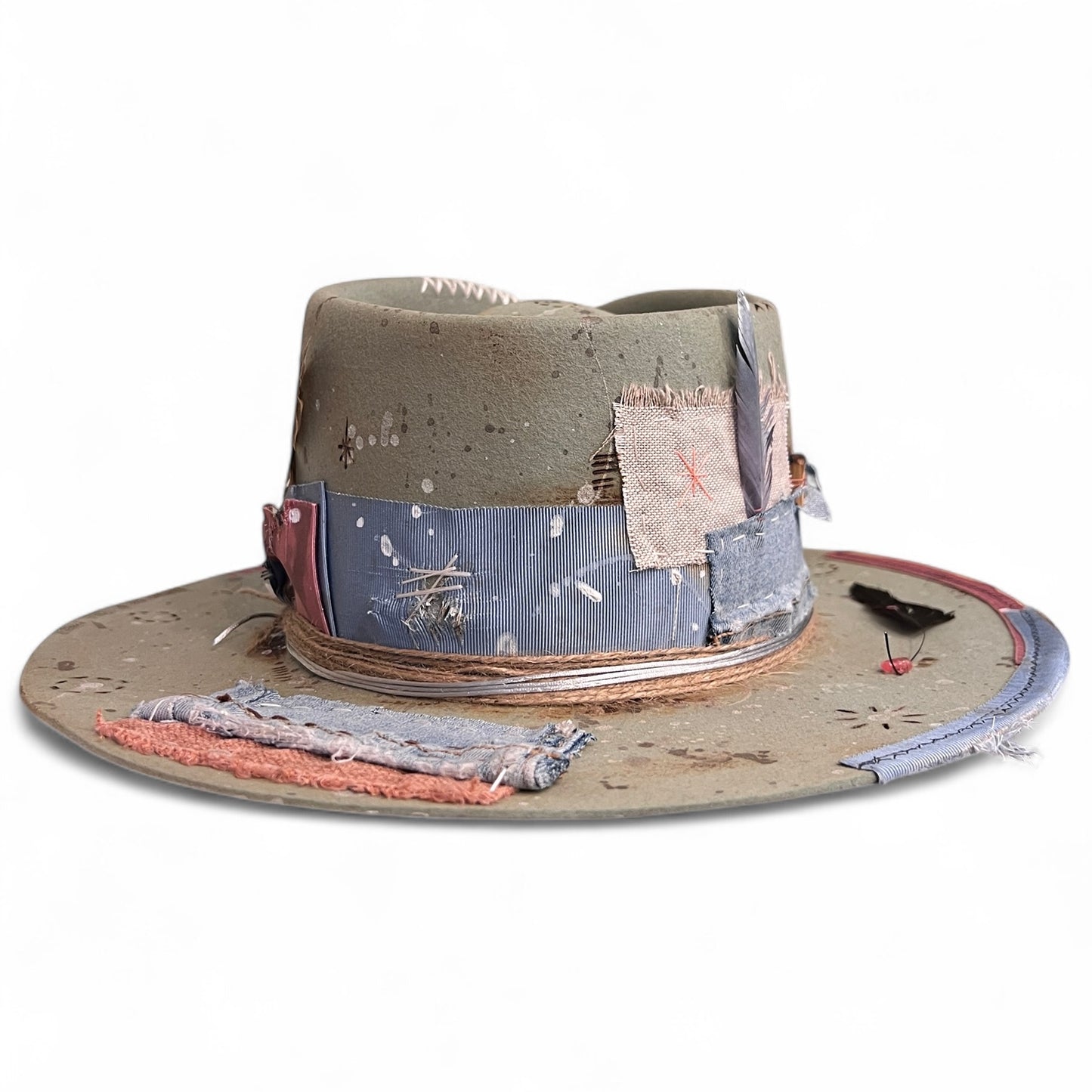 Rare Vintage Style Rabbit Felt Hat – Out Of The Ordinary – Hand-Painted Artistic Hat – Unique Luxury Felt Hat for Men and Women