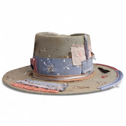 Rare Vintage Style Rabbit Felt Hat – Out Of The Ordinary – Hand-Painted Artistic Hat – Unique Luxury Felt Hat for Men and Women