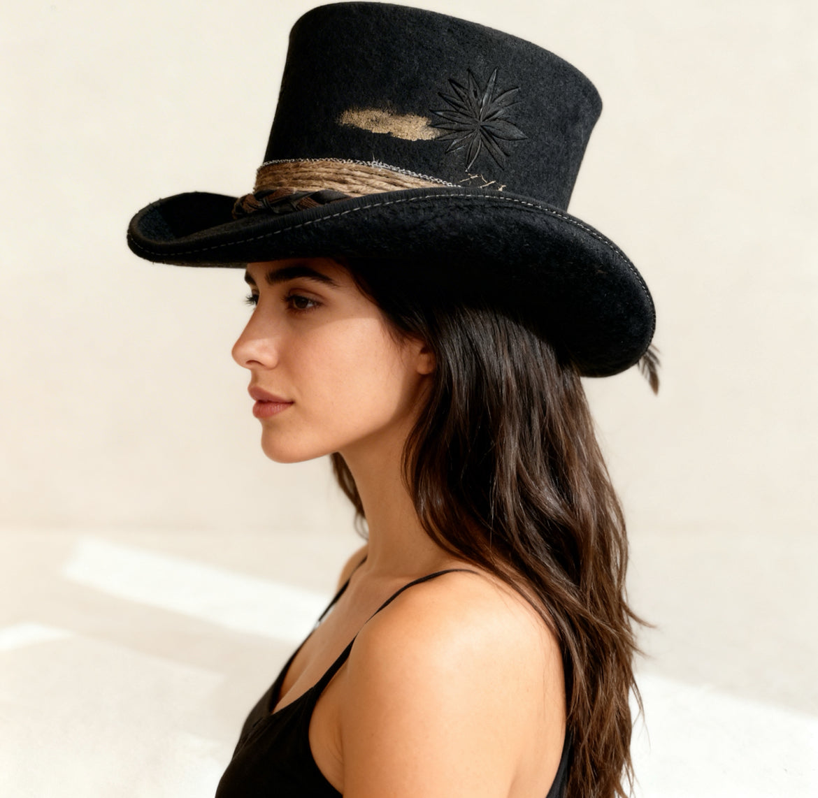 Only One Night– Black Wool Felt Low Top Hat