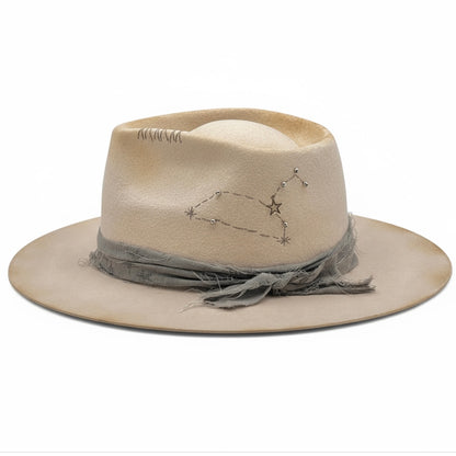 Horoscop Wool Felt Fedora – Star Constellation Design – LEO