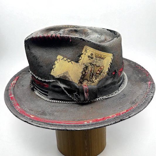 Rare Vintage Skull Hat – Amager – Leather Effect Felt Hat