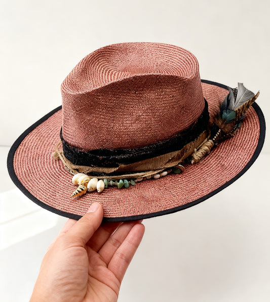 Kypros – Rose Gold Straw Fedora Hat