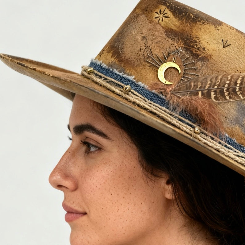 Gracias Vida Bohemian Round Crown Felt Hat – Stylish Handmade Hat