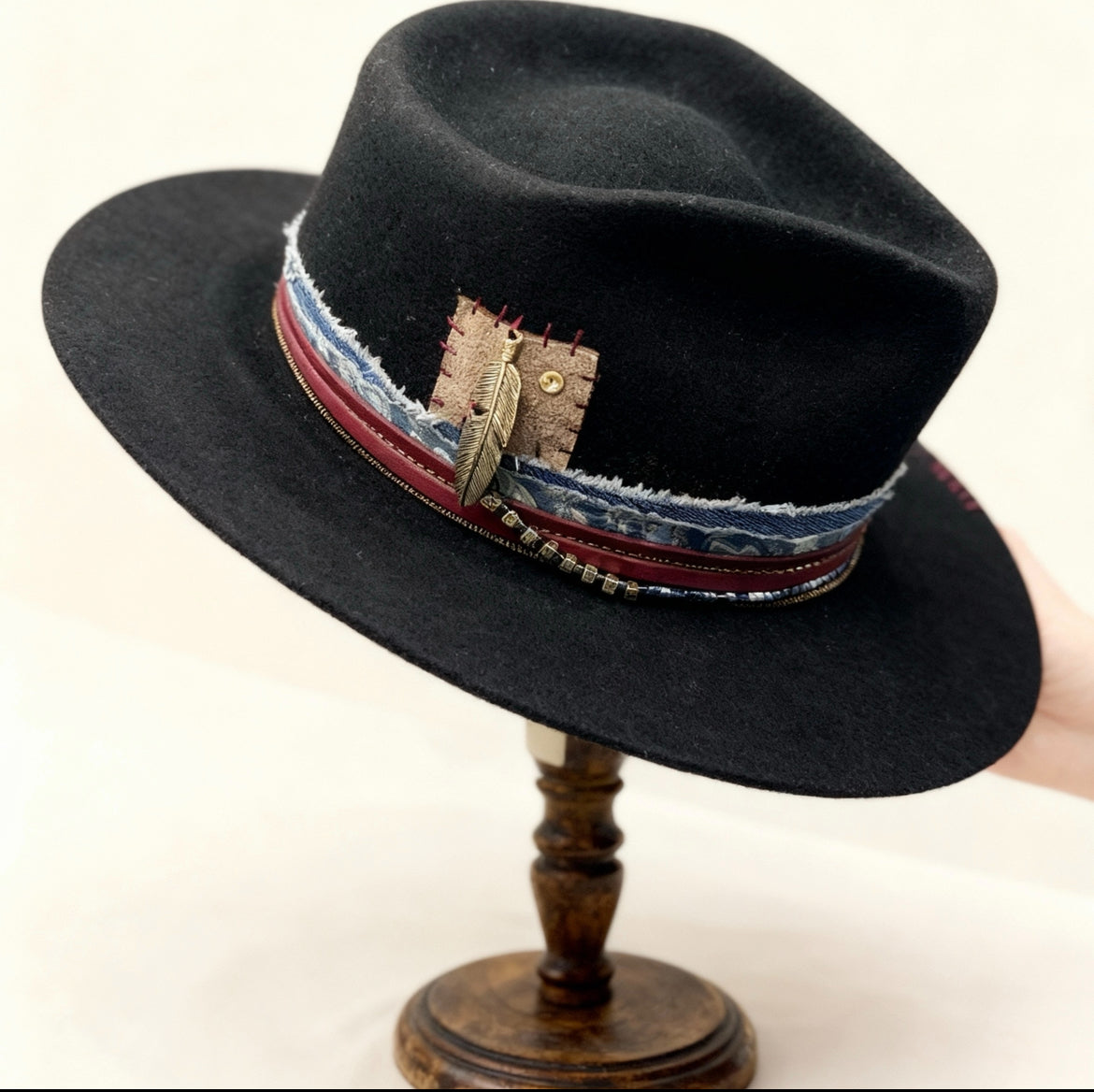 Kora – Black Wool Felt Fedora Bat – The Bohemian