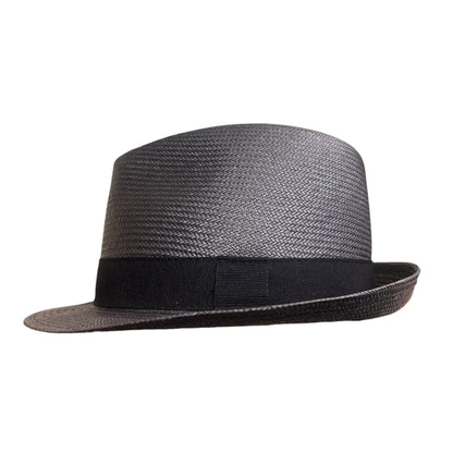 POKIS — Black Summer Straw Trilby Hat