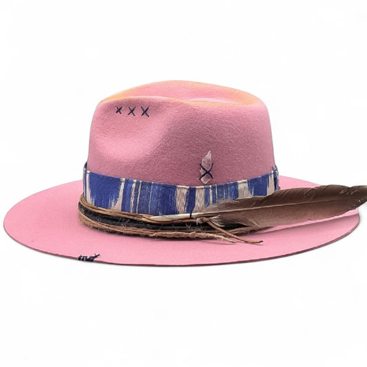 Pink Mantra – Wool Felt Fedora Hat | Bohemian Style – wool felt fedora hat, detail view 3 | Pokijomba Hats