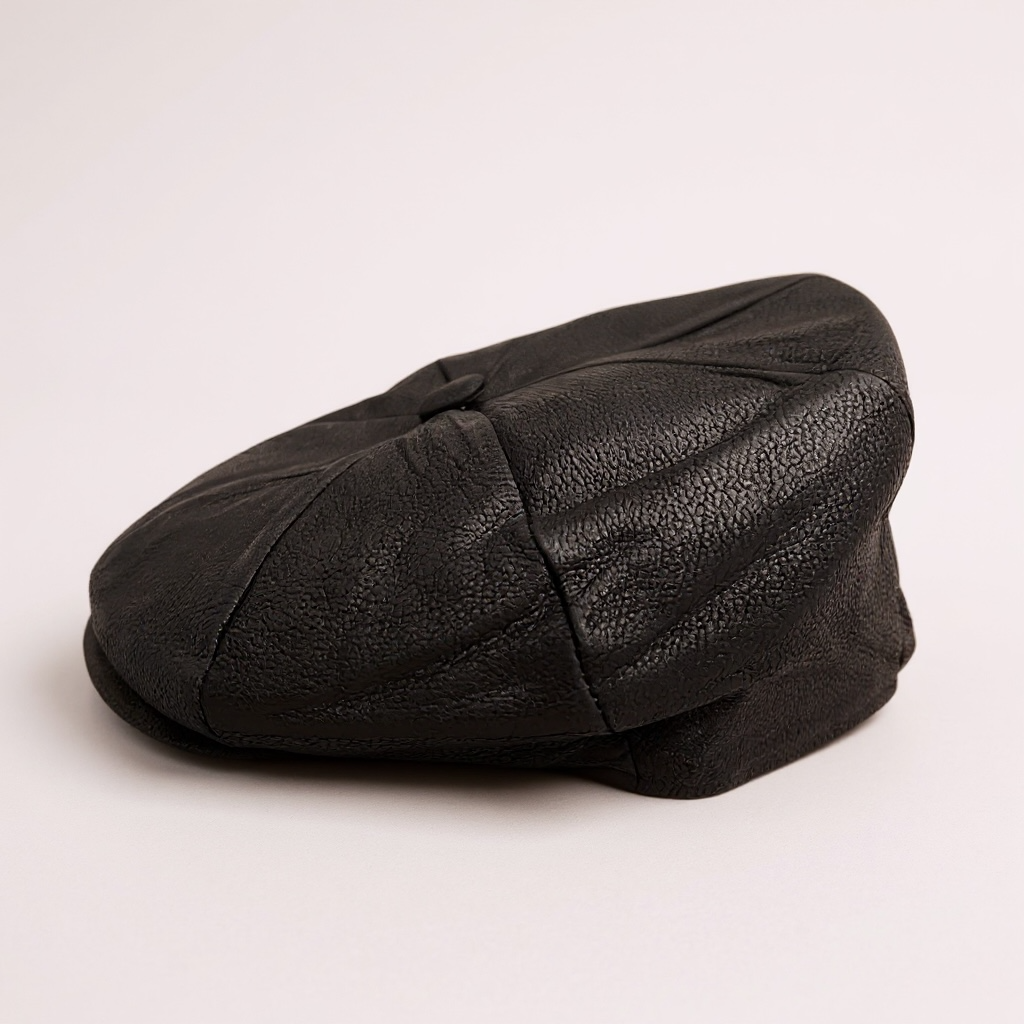 Newsboy Voluminous Cap – Peaky Blinders 100% Genuine Leather Baker Hat – Vintage Gangster Men’s Headwear