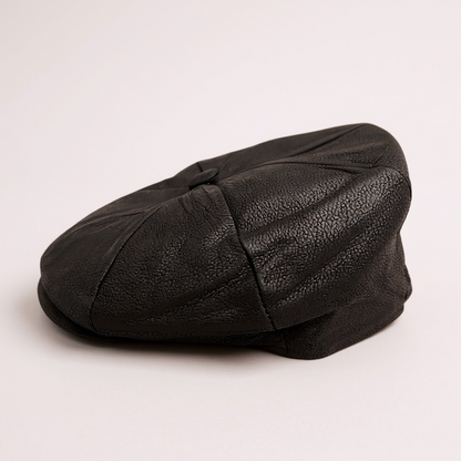 Newsboy Voluminous Cap – Peaky Blinders 100% Genuine Leather Baker Hat – Vintage Gangster Men’s Headwear