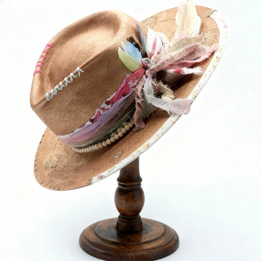 Rose Gold Vintage-Style Fedora Hat – Felt Fedora with Leather Effect – All Is Well.
