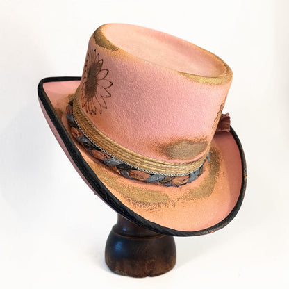 Pippa – Pink Wool Felt Low Top Hat