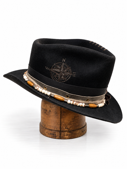 The Compass Rose – Black western-style hat