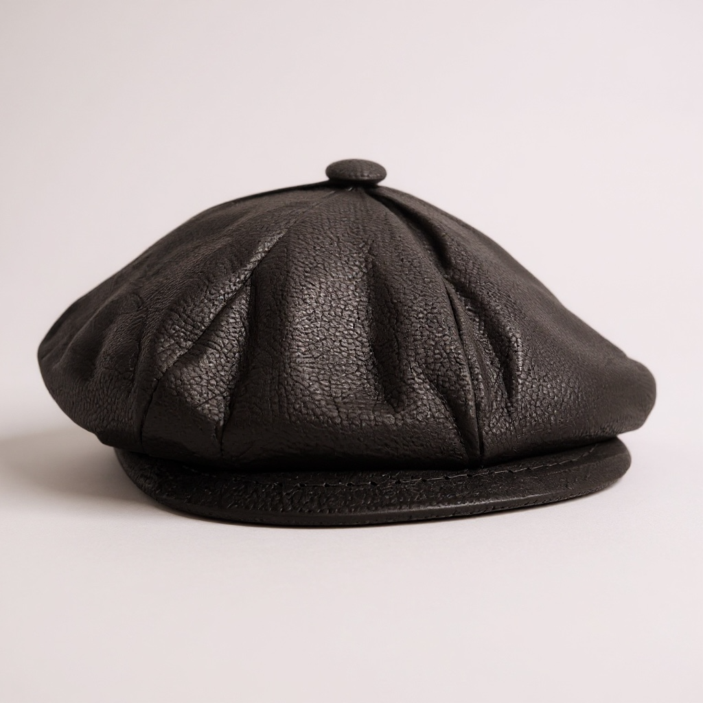Newsboy Voluminous Cap – Peaky Blinders 100% Genuine Leather Baker Hat – Vintage Gangster Men’s Headwear