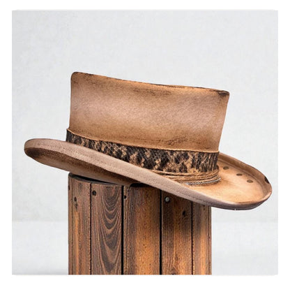 In Stock– Steampunk Wool Felt Low Top Hat For Men and Women
