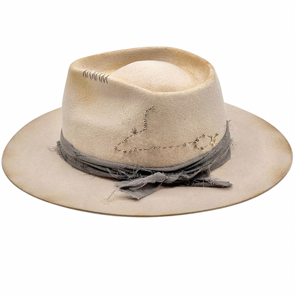 Horoscop Wool Felt Fedora – Star Constellation Design – 
PISCES