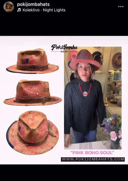 The Pink Boho Soul – Vintage Tie-Dye Wool Felt Fedora Hat