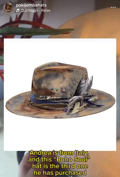 Boho Soul | Rare Vintage Indigo Fedora – Handcrafted Felt Hat Dyed in Natural Indigo