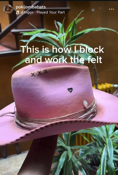 The Sweet Vinyl – Pink Western Cowboy Wool Felt Hat