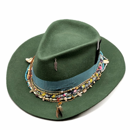 Good Vibes – handmade handmade felt hat by artisan Ruby Cantero, detail view 7 | Pokijomba Hats